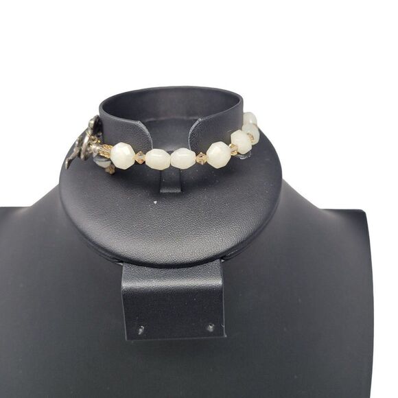 Artisan Handmade 925 Sterling Silver White Quartz Bicone Beaded Bracelet Healing - Picture 15 of 16